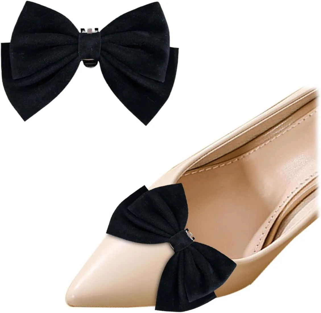 2 Pcs Velvet Satin Bow Shoe Clips Fashion Wedding Party Pumps Decoration Uniform Mary Jane Shoes Accessories
