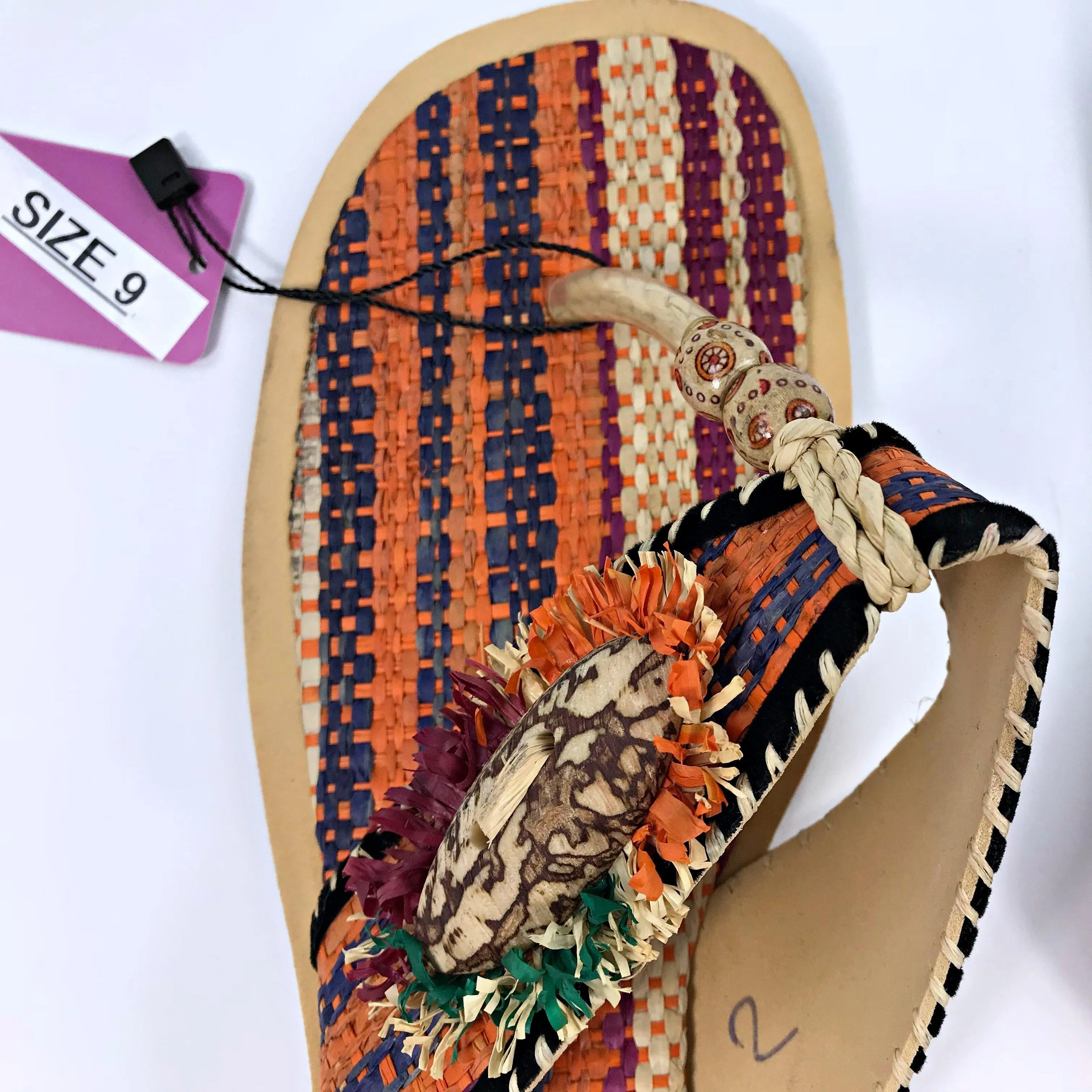 African Raffia Fibers Women's Sandals Size: 9