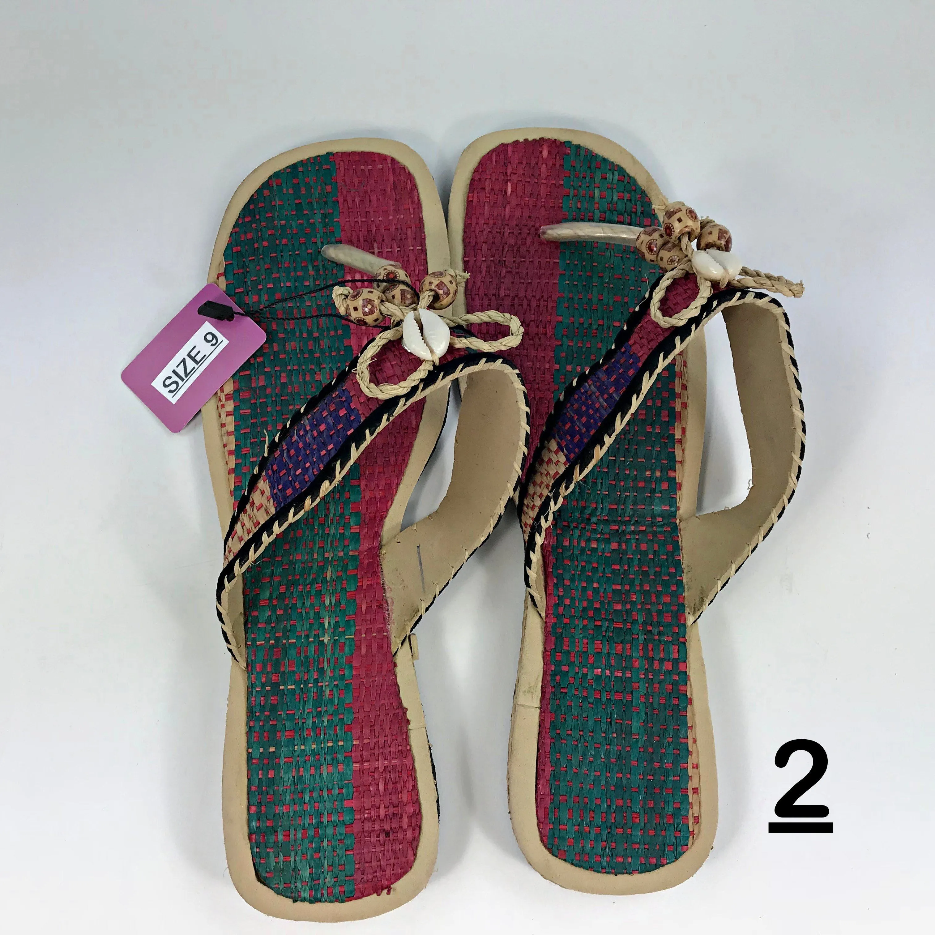 African Raffia Fibers Women's Sandals Size: 9