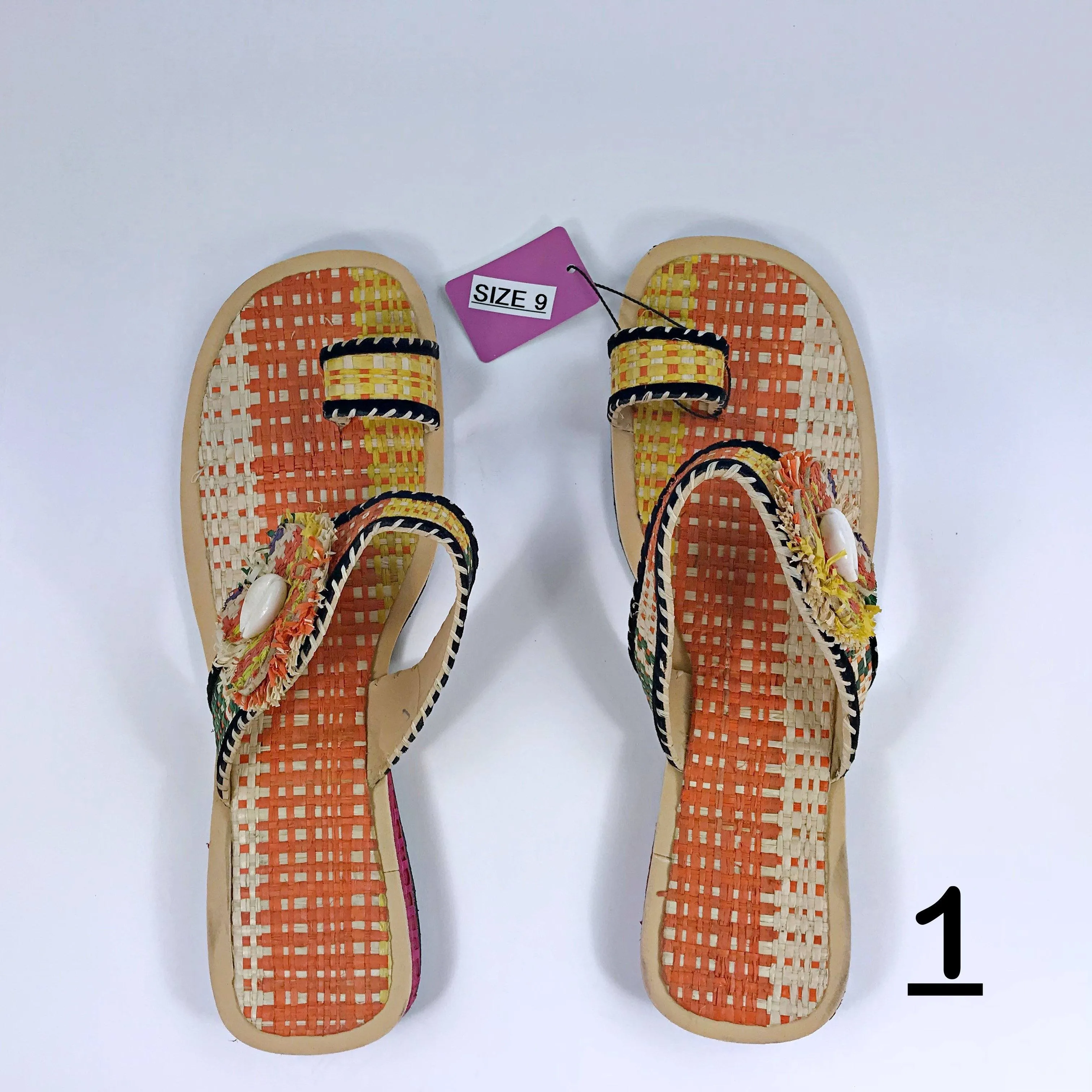 African Raffia Fibers Women's Sandals Size: 9