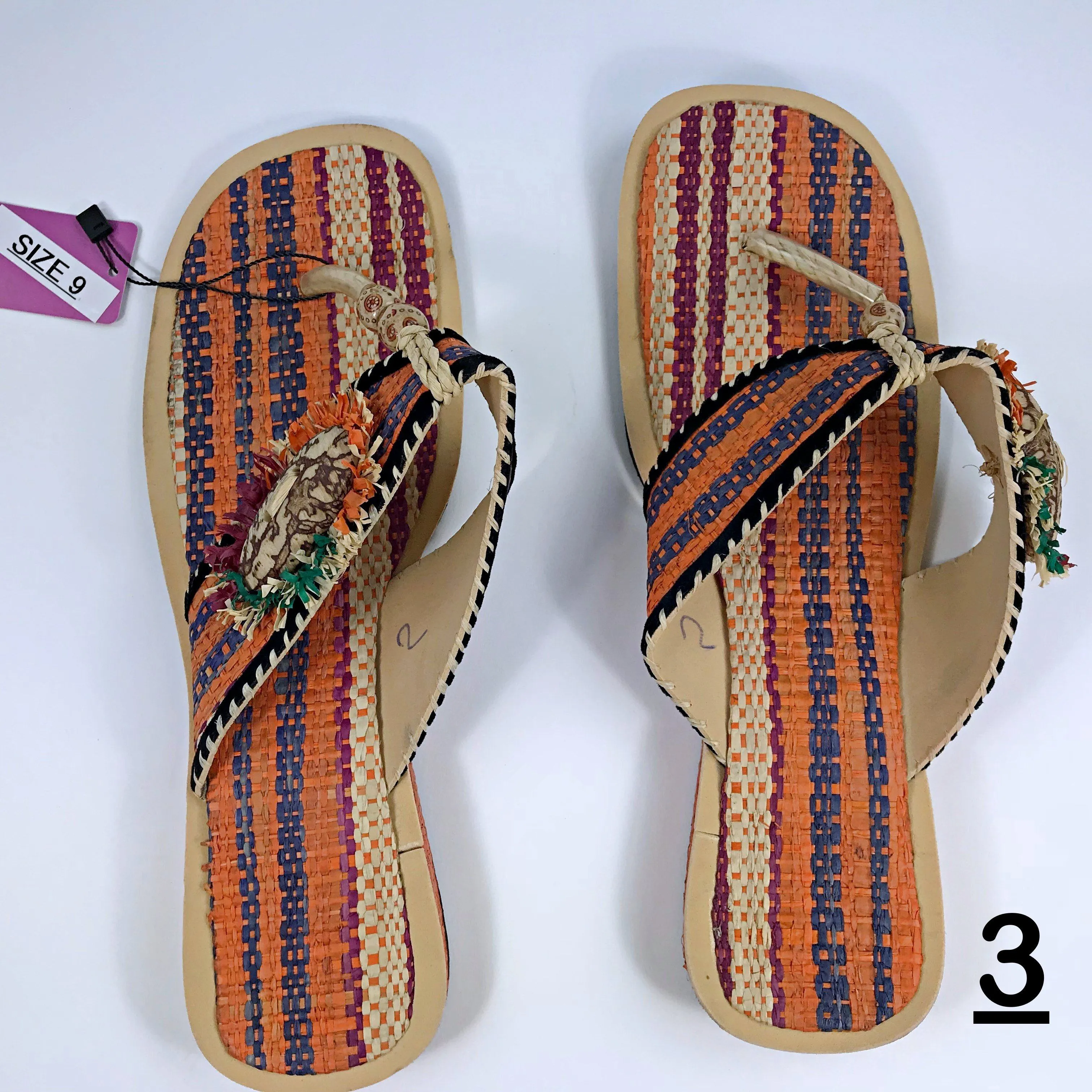 African Raffia Fibers Women's Sandals Size: 9