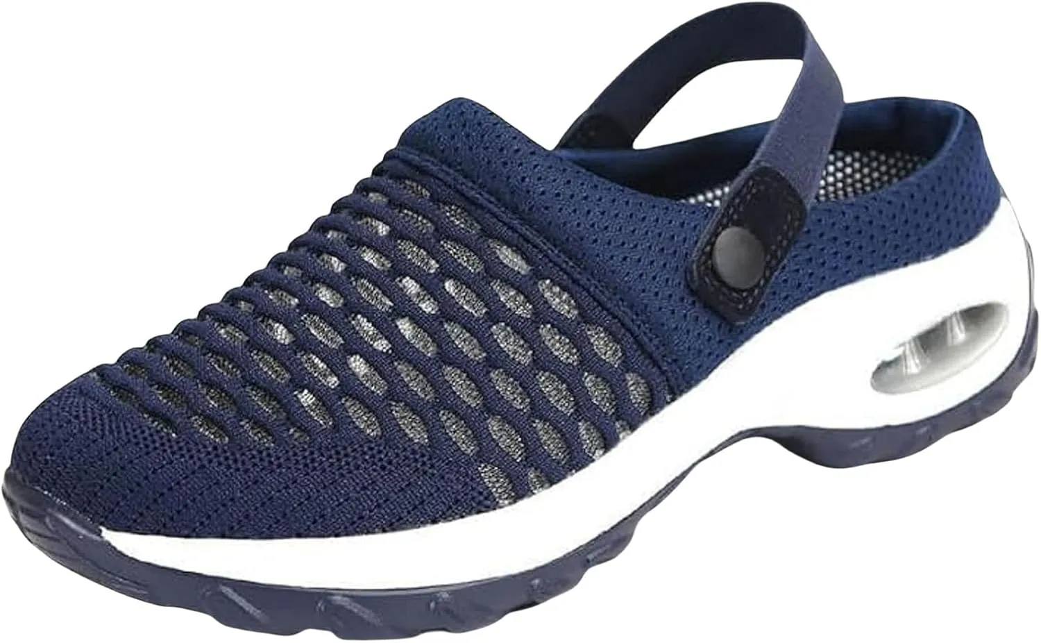 Air Cushion Orthopedic Slip On Shoes Womens Breathable Mesh Garden Shoes Comfortable Walking Shoes Fashion Knit Fabric Clogs For Women On Feet All Day