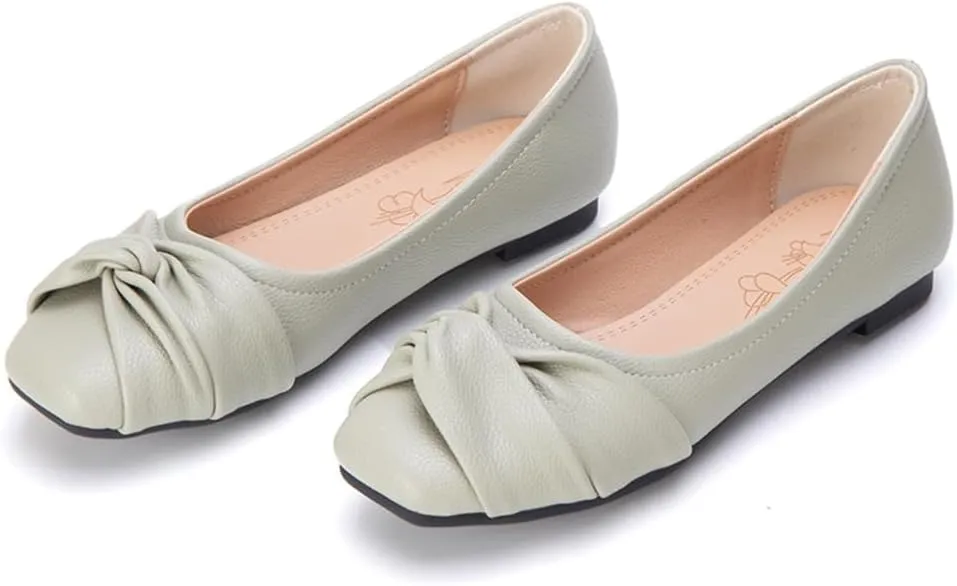 Ballet Flats for Womens Girls Square Toe Soft Comfortable Slip On Ballerina Walking Loafers Dress Shoes