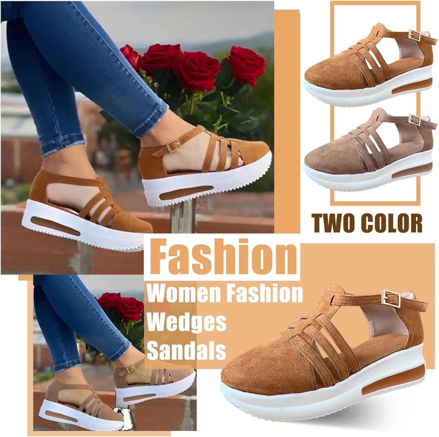 Beach Sandals for Women Dressy, Sandals Women Causal Summer 2023 Peep Toe Platform Sandals Shoes Wedges Ankle Sandals