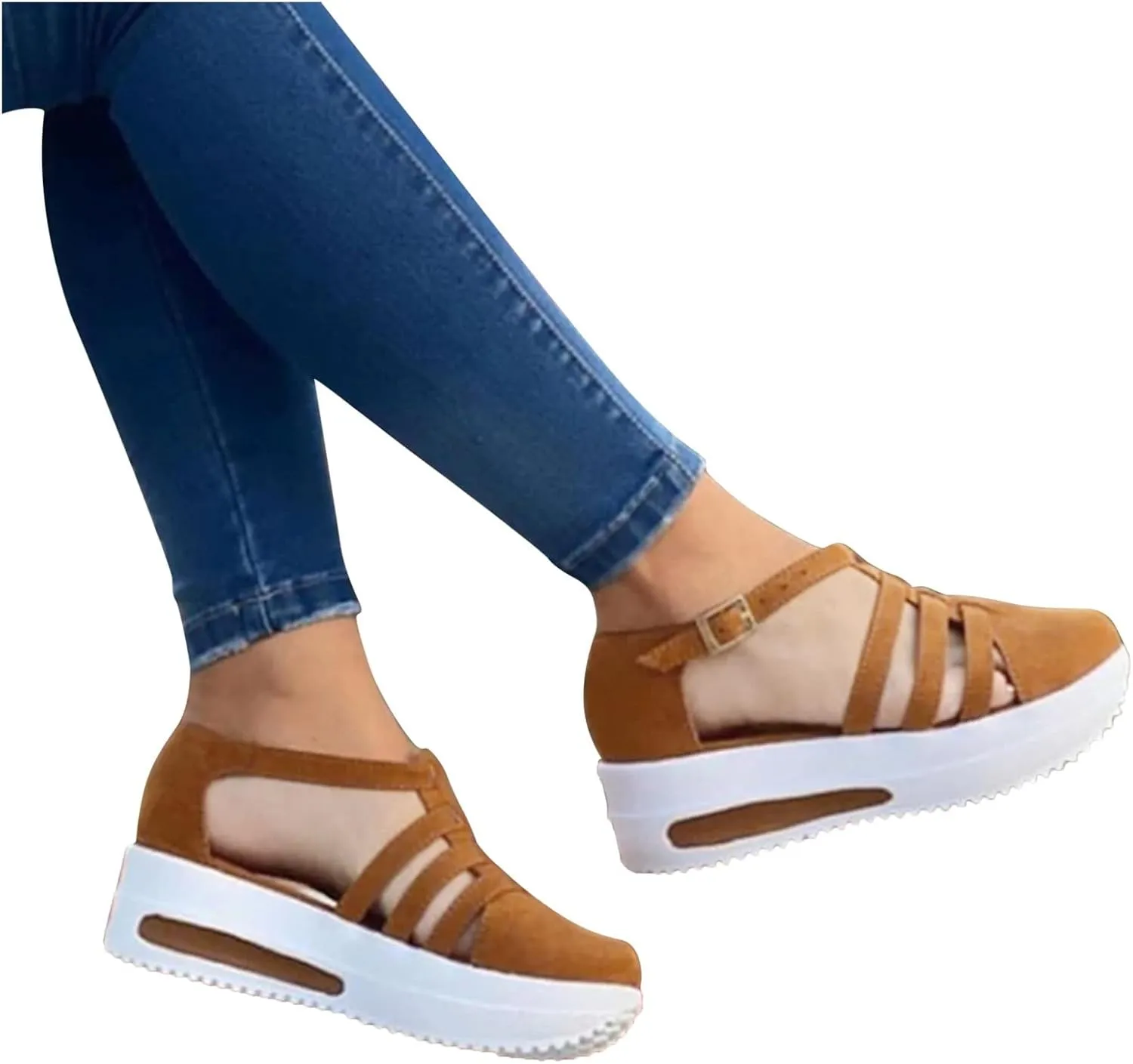 Beach Sandals for Women Dressy, Sandals Women Causal Summer 2023 Peep Toe Platform Sandals Shoes Wedges Ankle Sandals