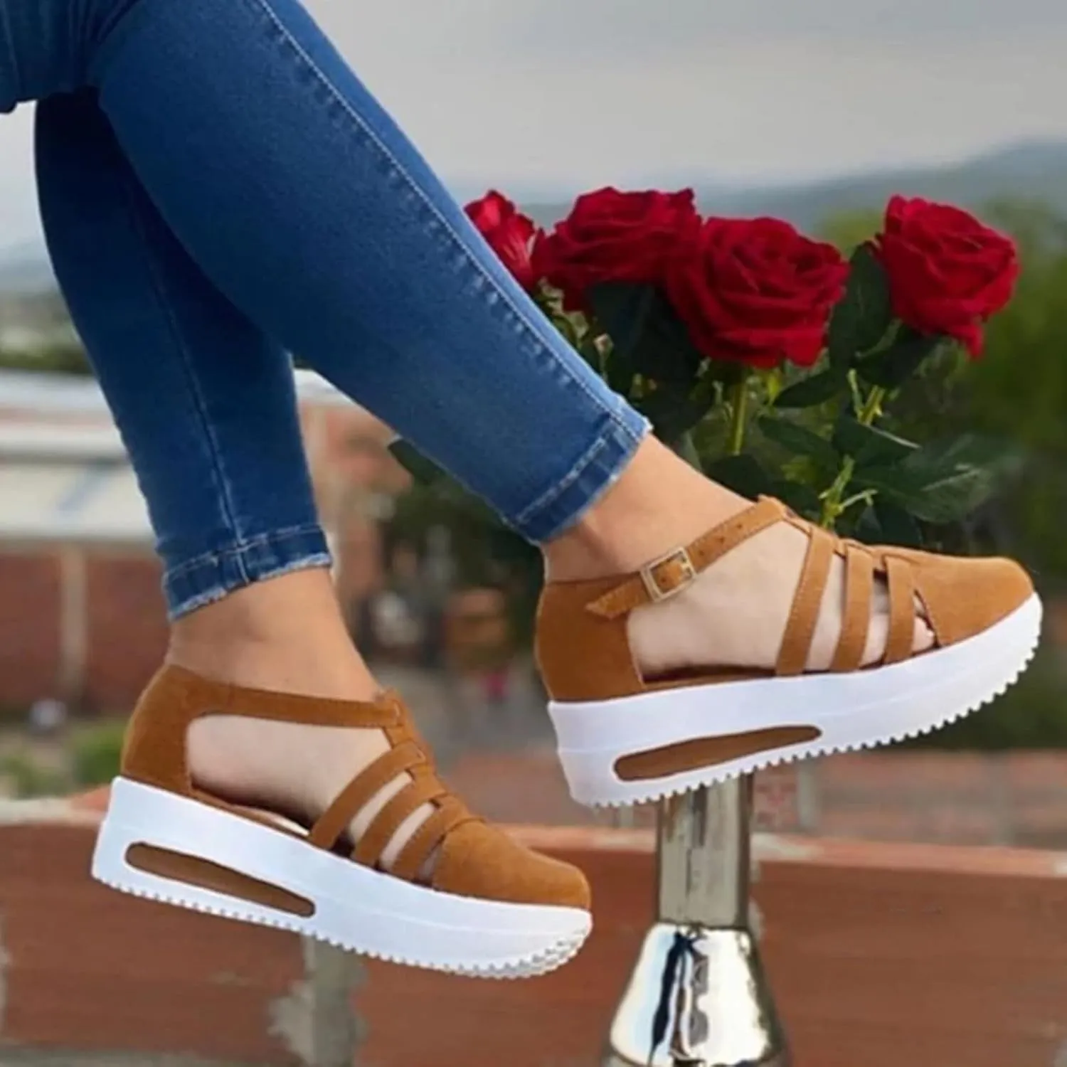 Beach Sandals for Women Dressy, Sandals Women Causal Summer 2023 Peep Toe Platform Sandals Shoes Wedges Ankle Sandals