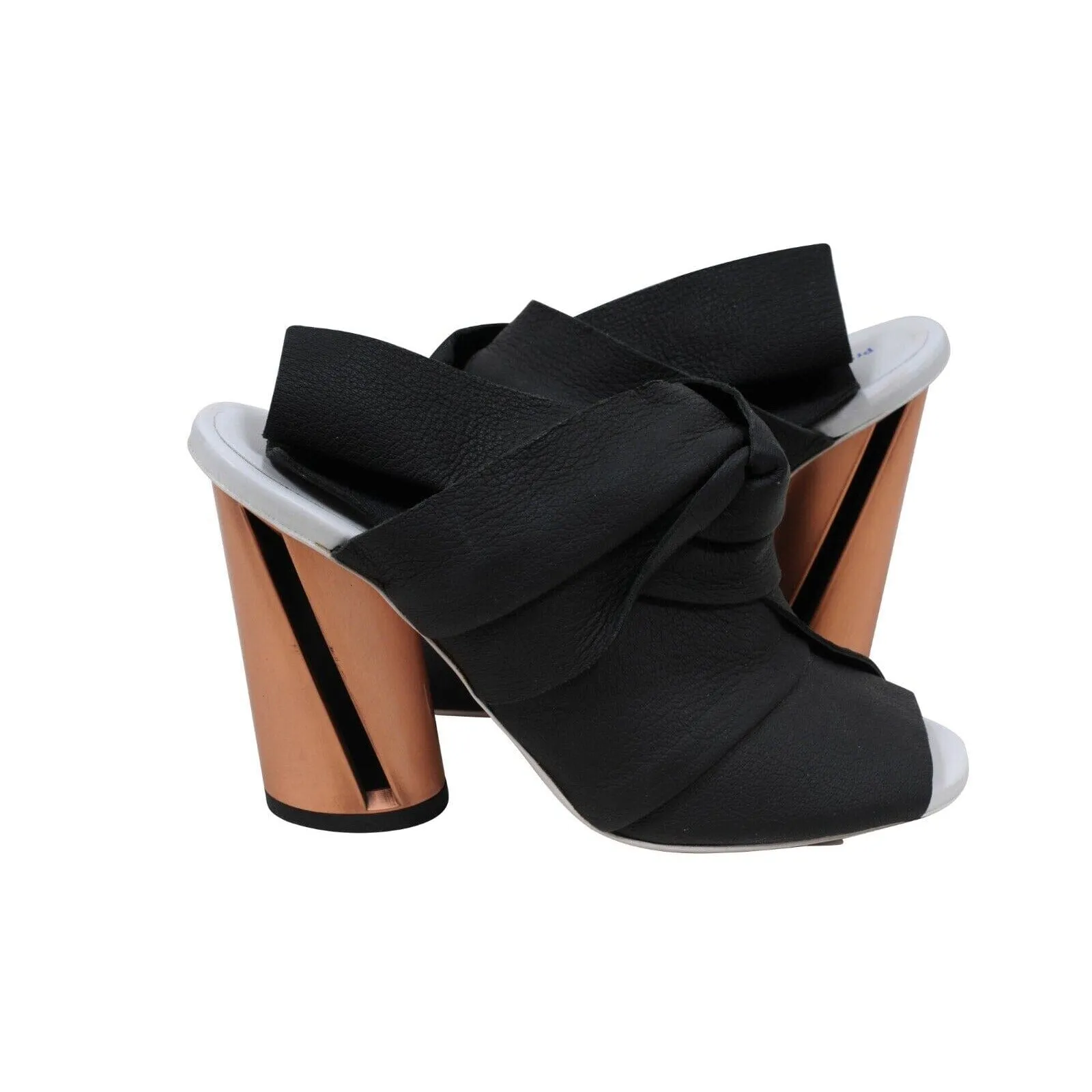 Black Leather Slingback Sandals