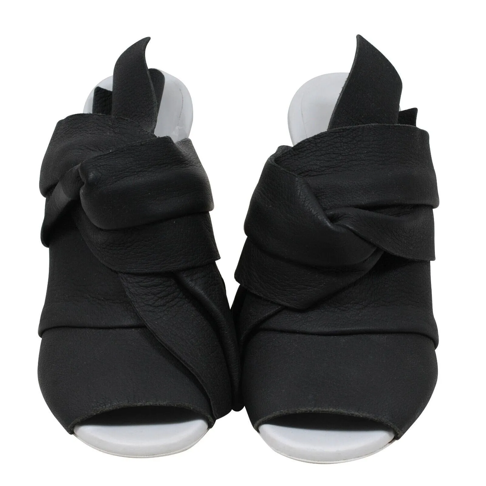 Black Leather Slingback Sandals