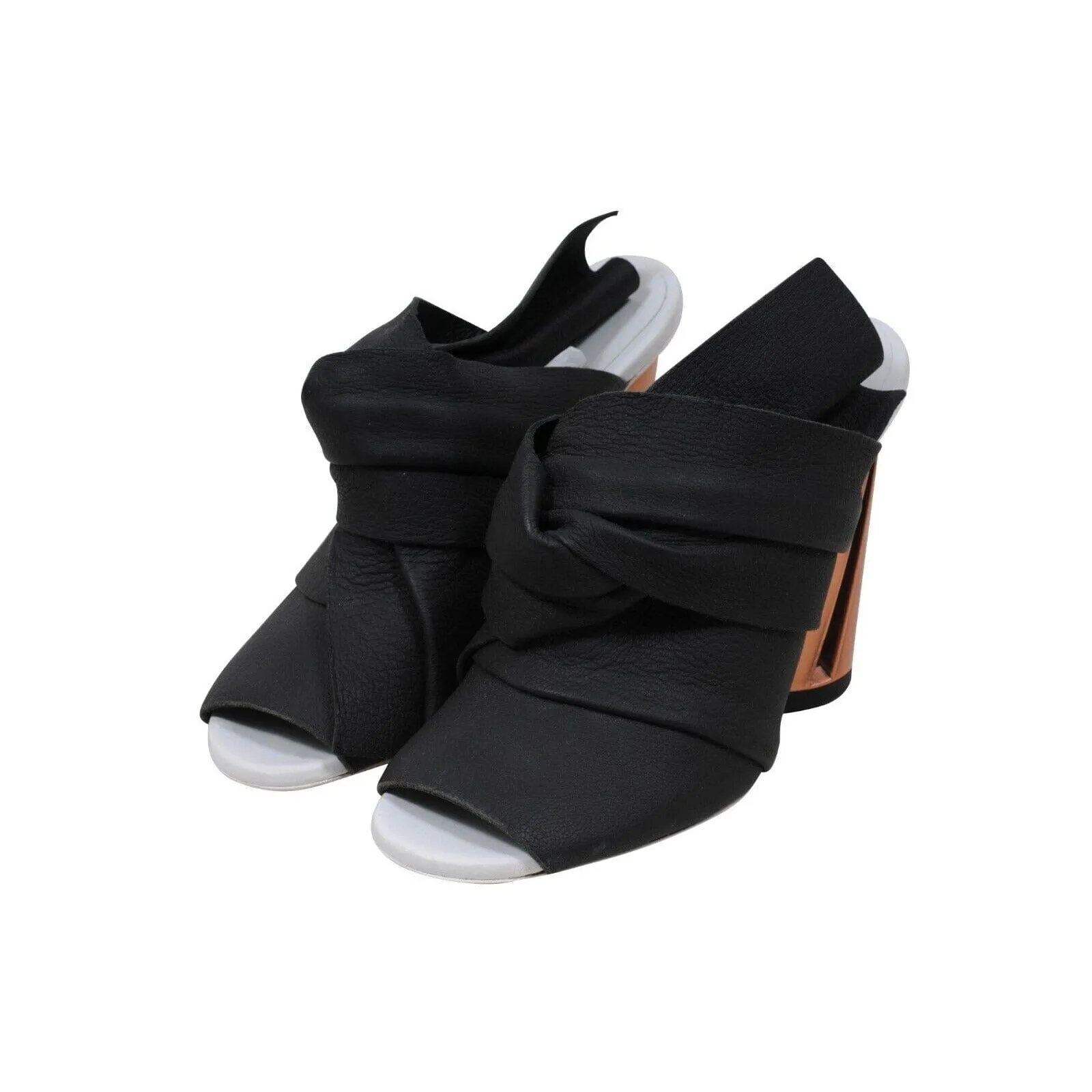 Black Leather Slingback Sandals