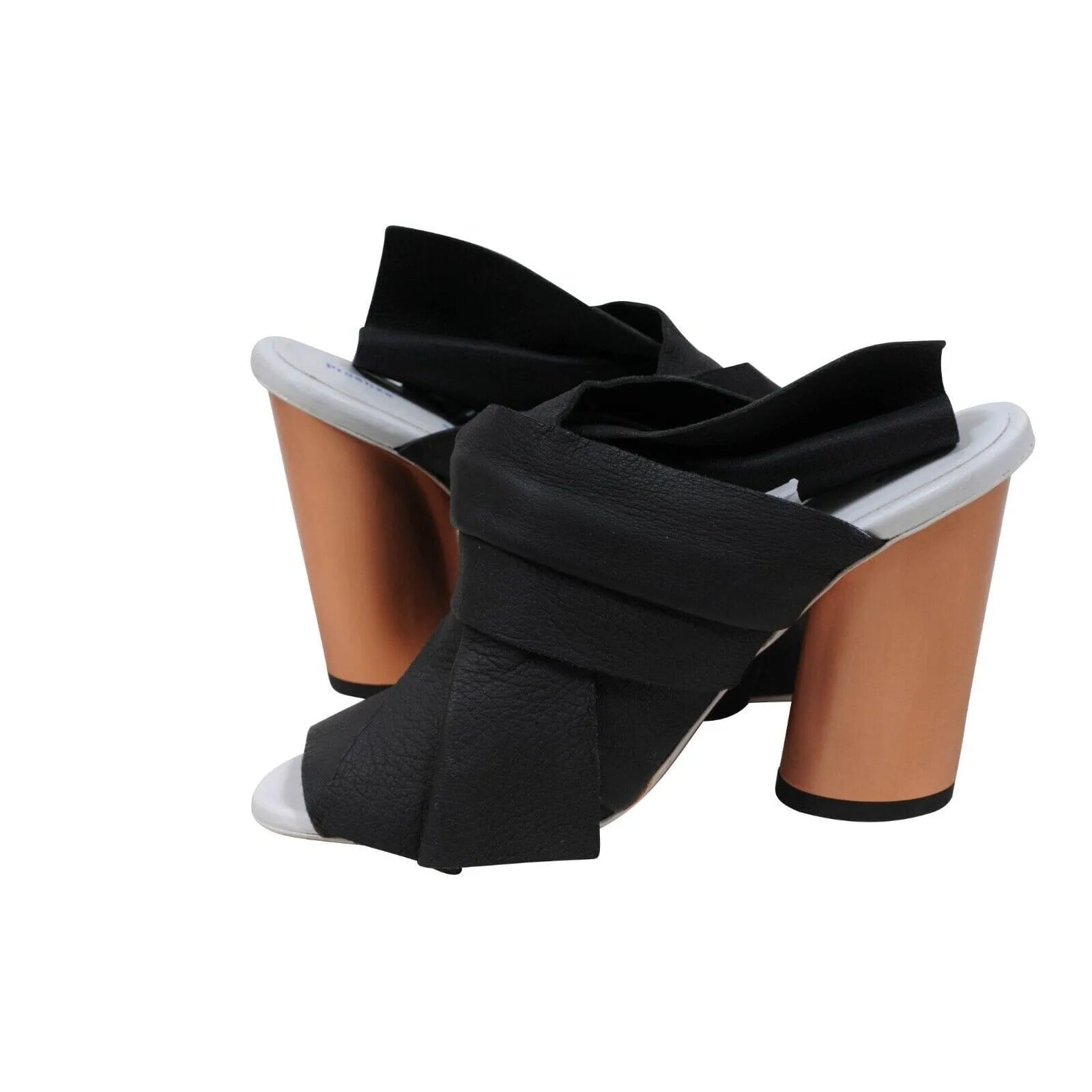 Black Leather Slingback Sandals