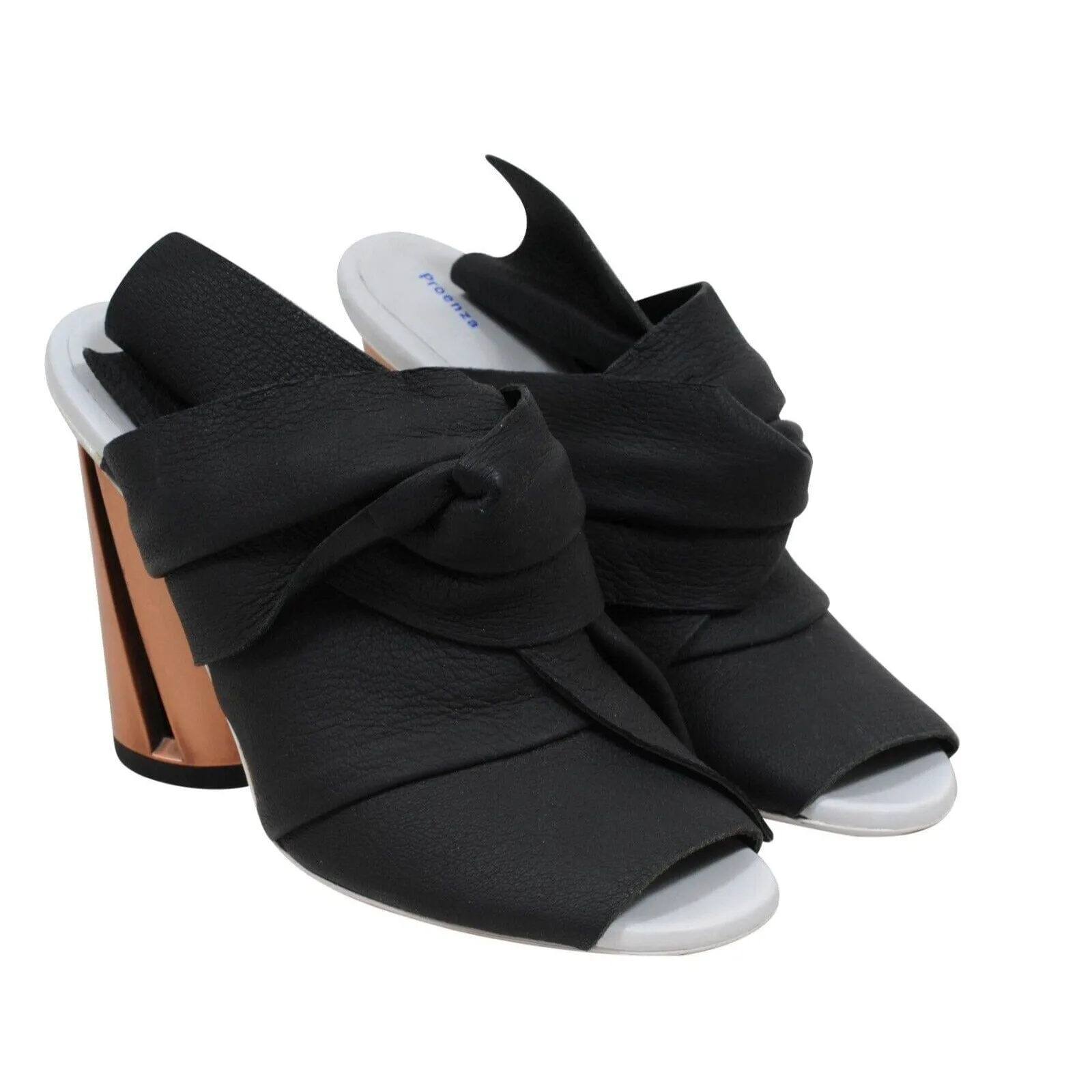 Black Leather Slingback Sandals