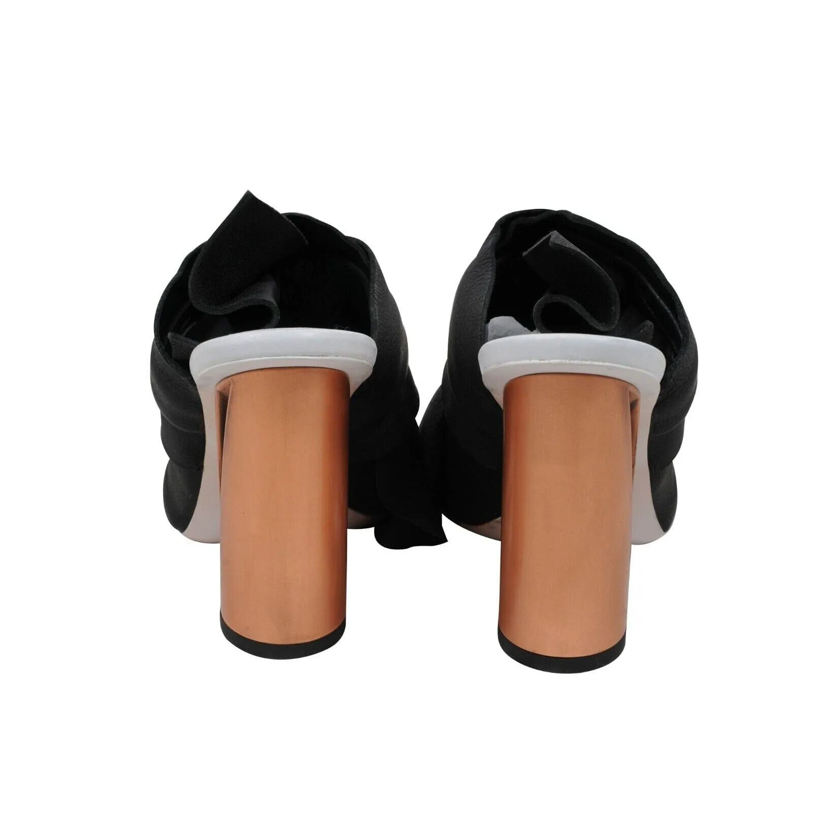 Black Leather Slingback Sandals