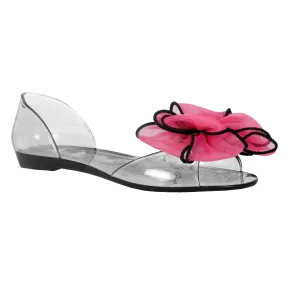 Bow on Top Jelly Flats in Magenta