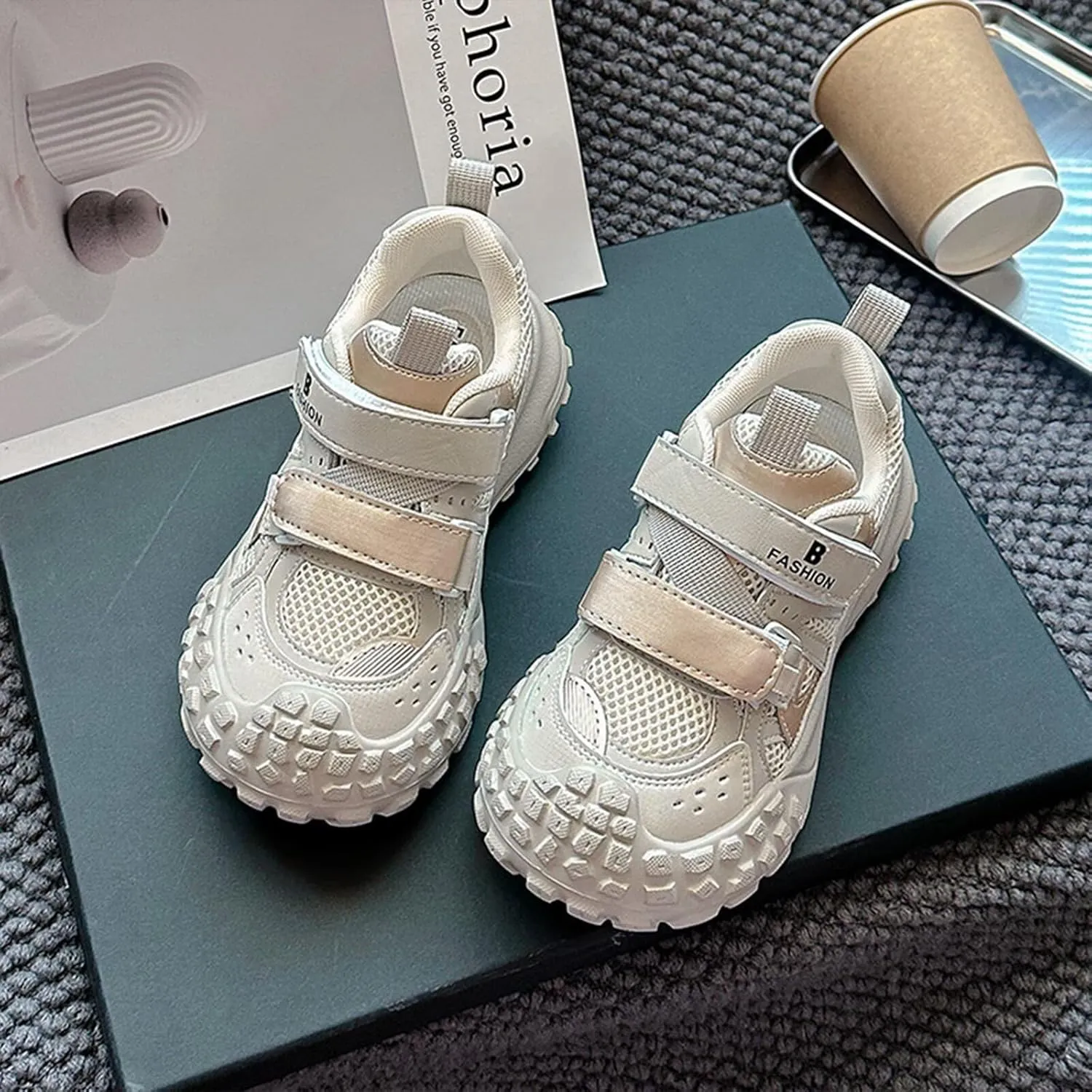 Boys Athletic Sneakers Girls Lightweight Sports Shoes Kids Non-Slip Breathable Sole Durable Hook & Loop Footwear for School Training Outdoor Play Toddlers Youth
