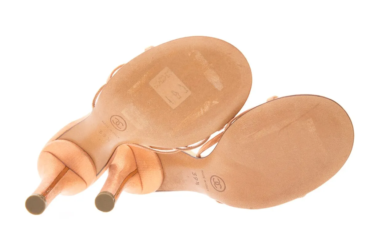 Chanel Peach Shimmer & Shell Detail Heels  SZ 39.5