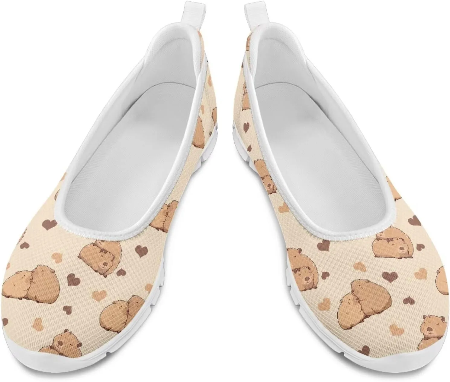 Coloranimal Flats for Women Walking Shoes Womens Loafers Mesh Flats Athletic Shoes Breathable Cute Travel Shoes Casual Flats White Sole