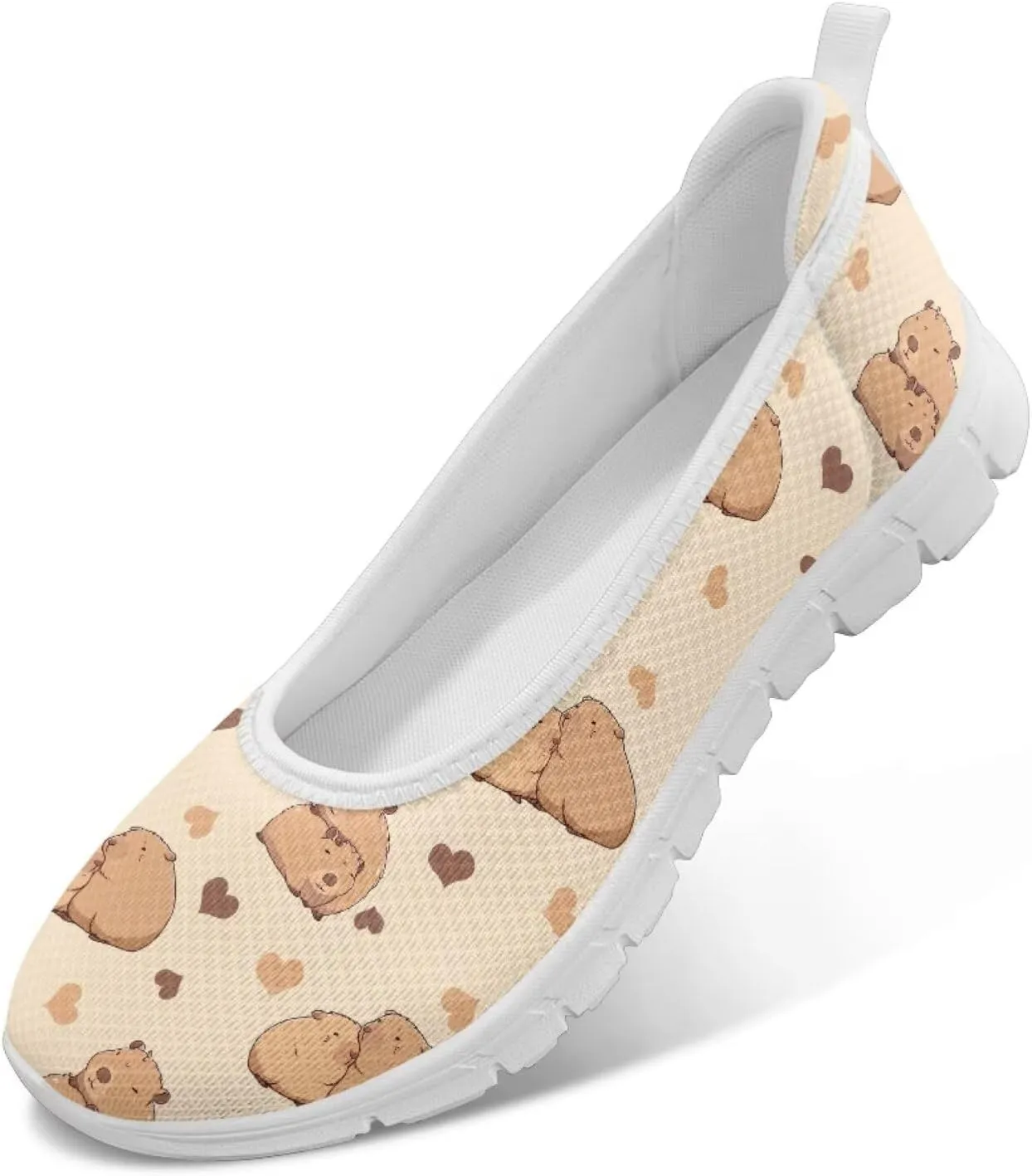 Coloranimal Flats for Women Walking Shoes Womens Loafers Mesh Flats Athletic Shoes Breathable Cute Travel Shoes Casual Flats White Sole
