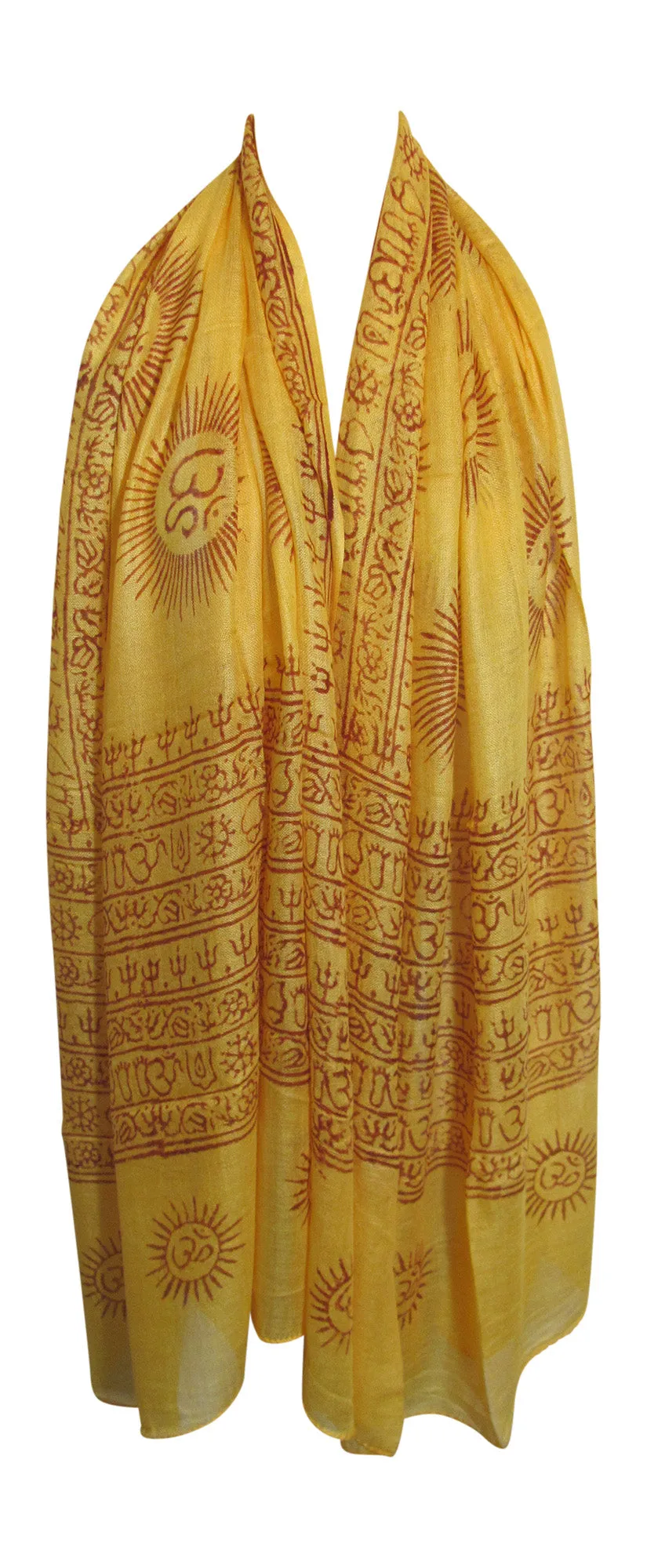 Ethnic Om (Aum) Mantra Sanskrit Block Print Long Indian Cotton Scarf