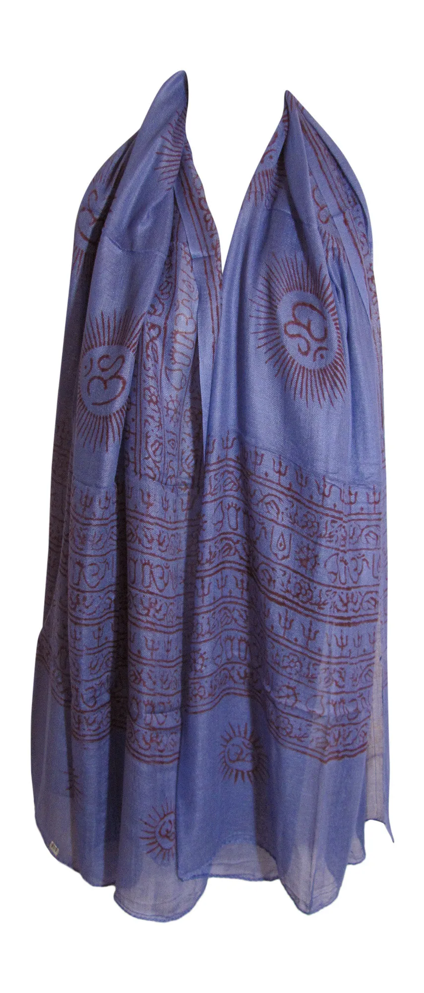 Ethnic Om (Aum) Mantra Sanskrit Block Print Long Indian Cotton Scarf