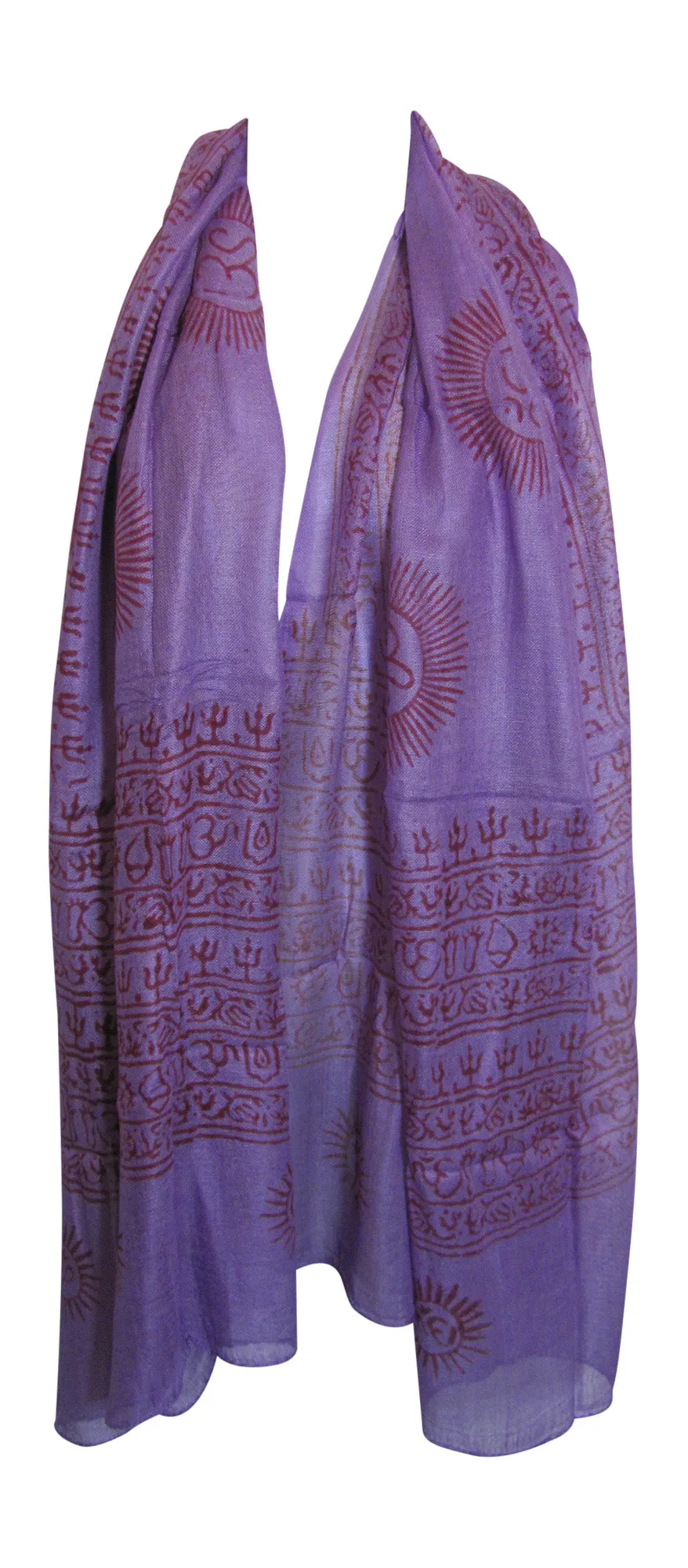 Ethnic Om (Aum) Mantra Sanskrit Block Print Long Indian Cotton Scarf