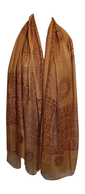 Ethnic Om (Aum) Mantra Sanskrit Block Print Long Indian Cotton Scarf