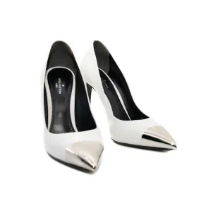 Heels Pumps Leather White/Black Size 35.5