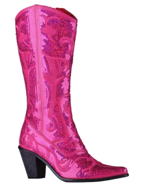 Helen's Heart Fuschia Blingy Sequins Cowboy Bling Boots