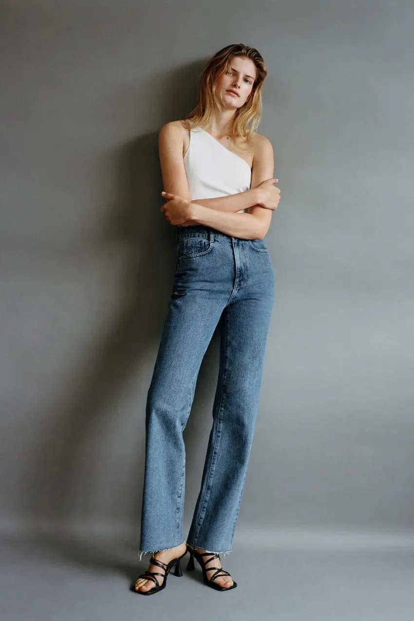 High Rise Straight Leg Relaxed Baggy Denim Jeans