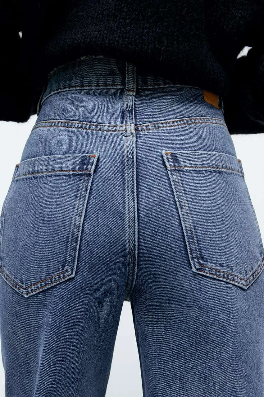 High Rise Straight Leg Relaxed Baggy Denim Jeans