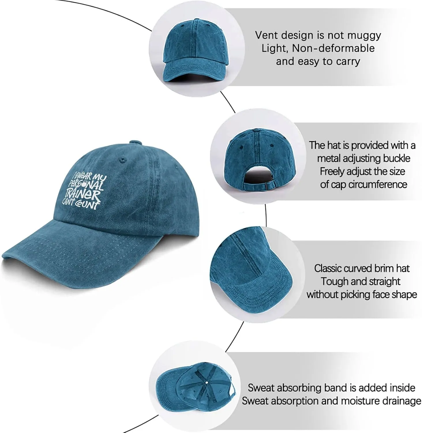 I Swears My Personal Trainers Can't Count Womens Ball Cap Hat for Women Quick Dry Caps Sun Hat