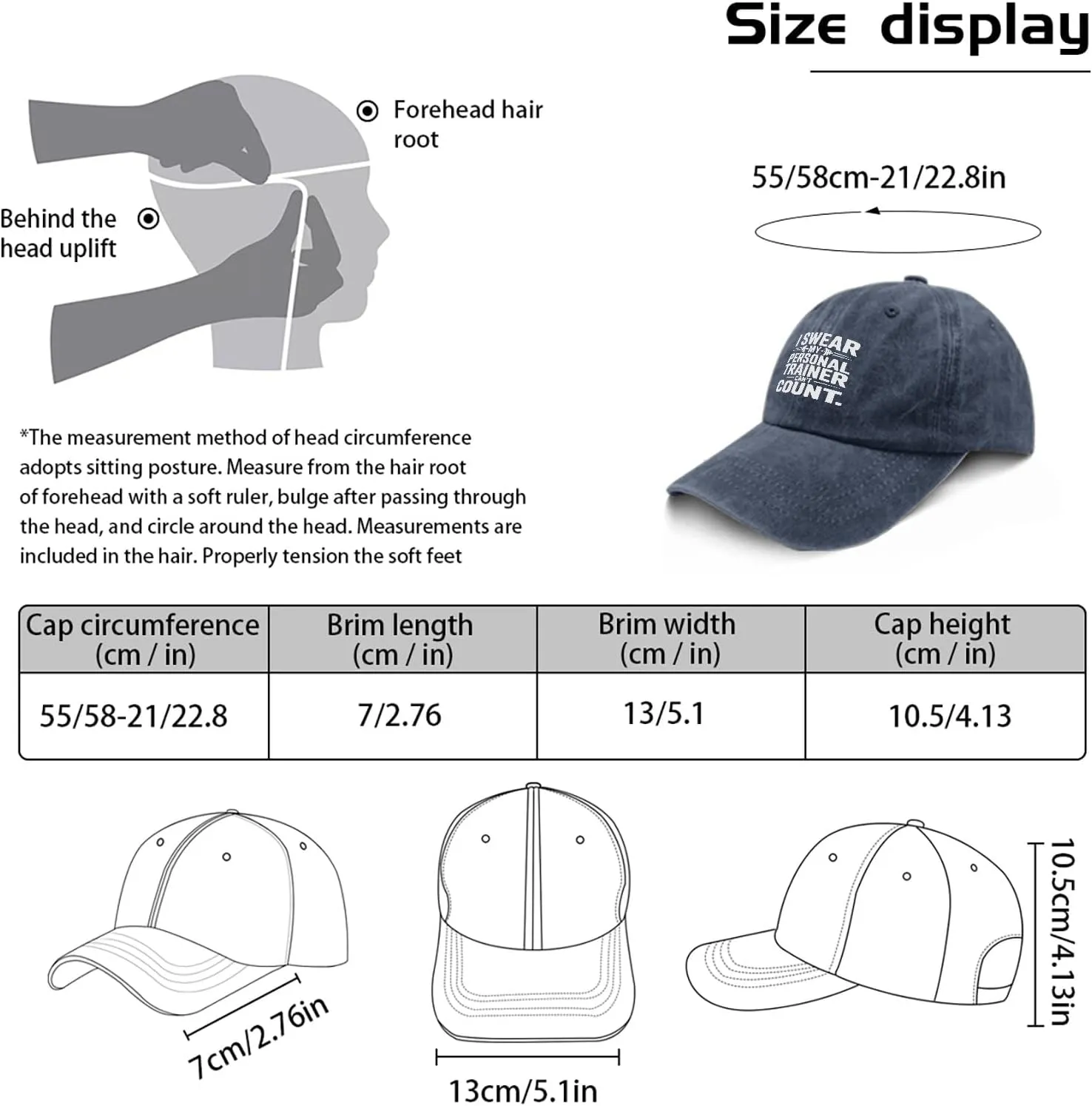 I Swears My Personals Trainers Can’t Counts Mens Ball Caps Hiking Hat for Women Adjustable Cap Sun Hats