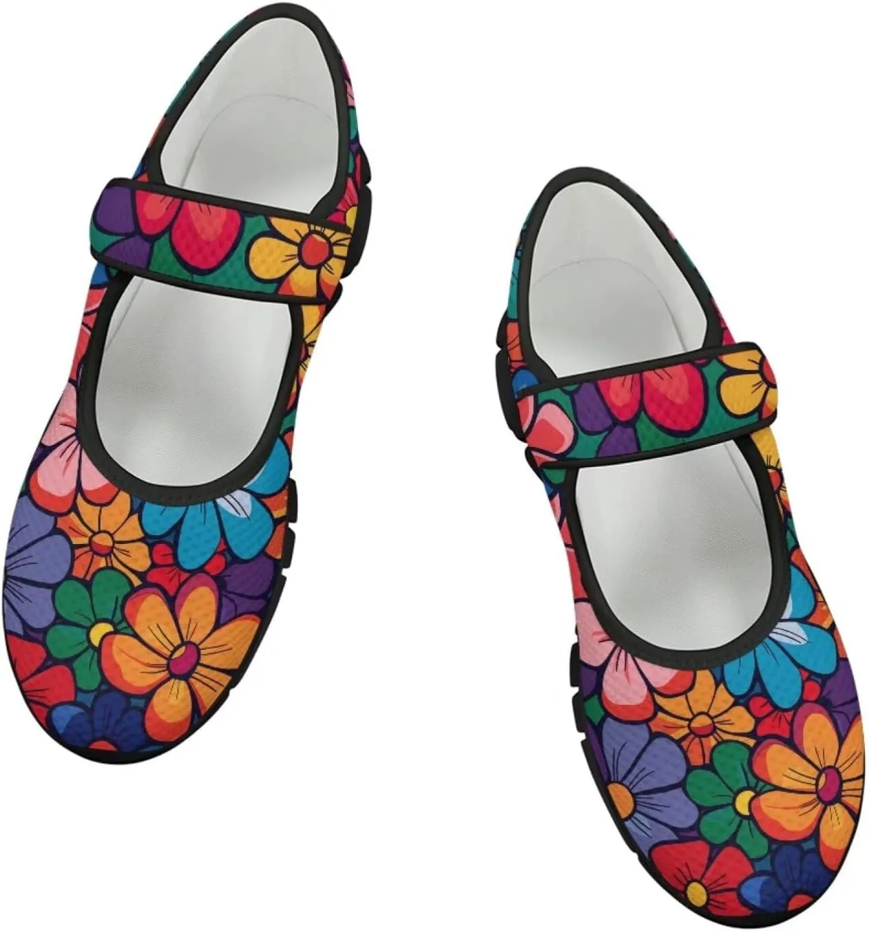 Jeiento Daisy Floral Casual Flats Mary Jane Flats for Women Comfortable Round Toe Slip On Flats