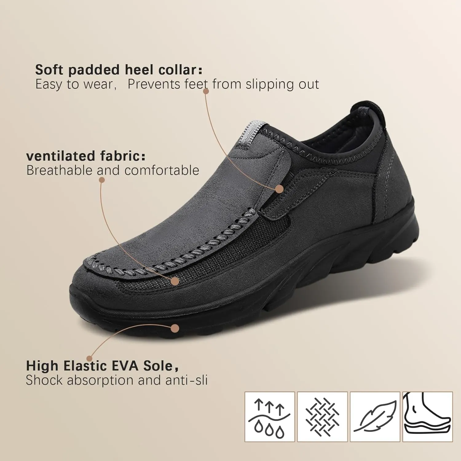 JSWEI Men Casual Comfortable Slip On Loafers,Moccasin Shoes Soft and Lightweight Breathable Daily Sneaker for Men Fashions Walking Mocasines para Hombre 6.5-13