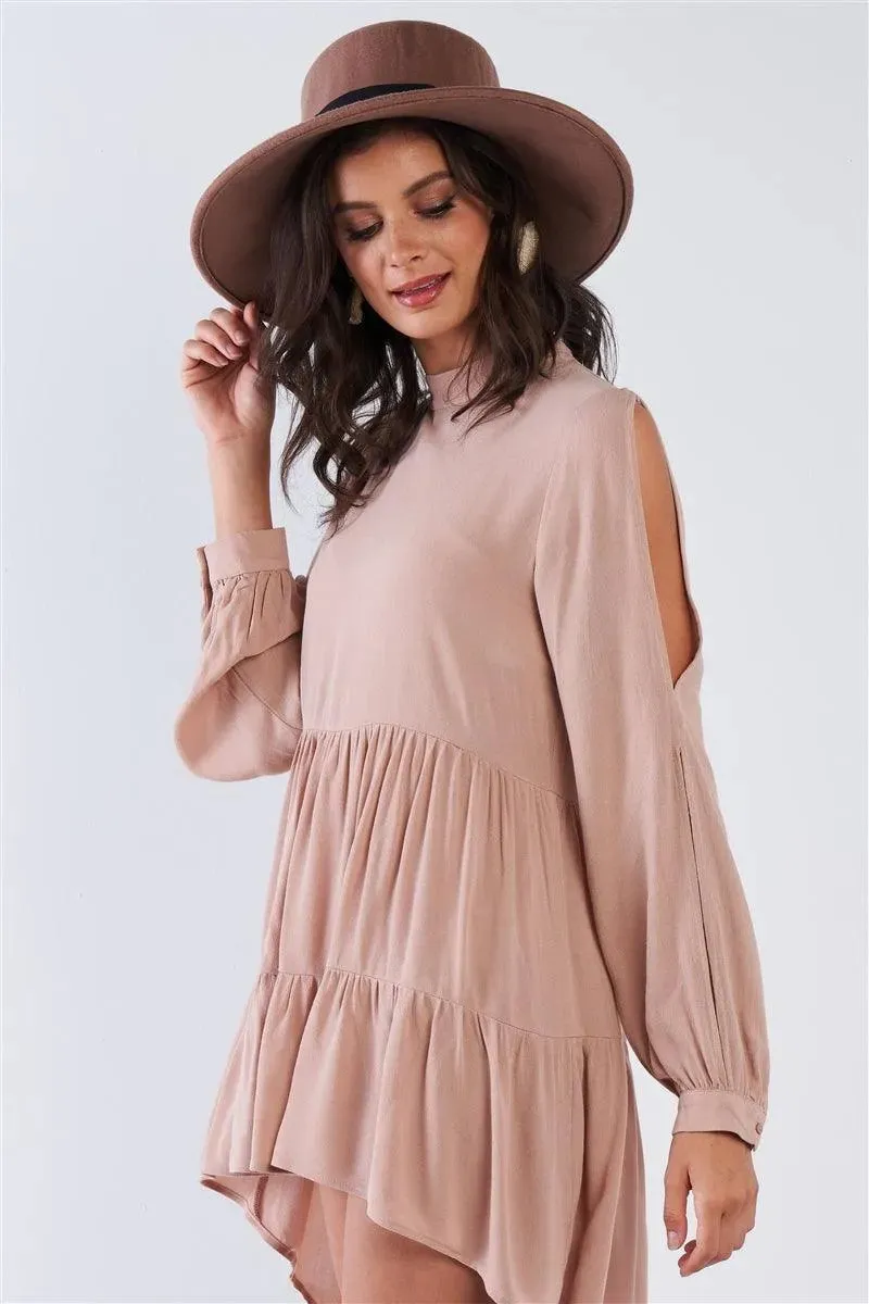 Khaki Felt Wide Brim Hat With Black Ribbon Band /1 Piece