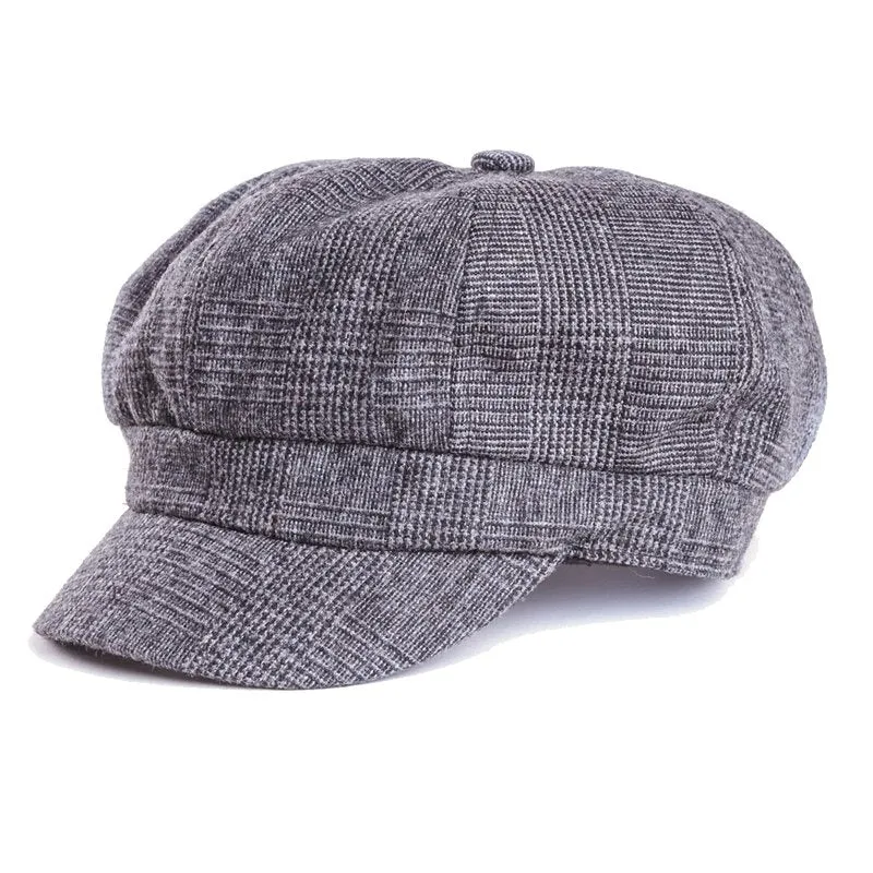 Ladies Check Bakerboy with Velcro