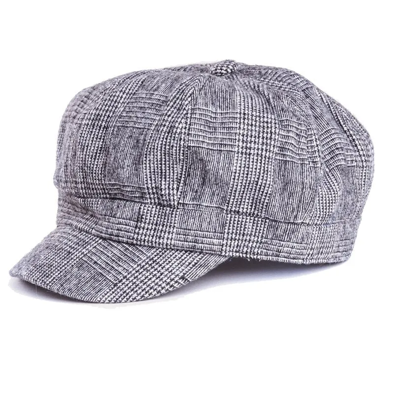 Ladies Check Bakerboy with Velcro