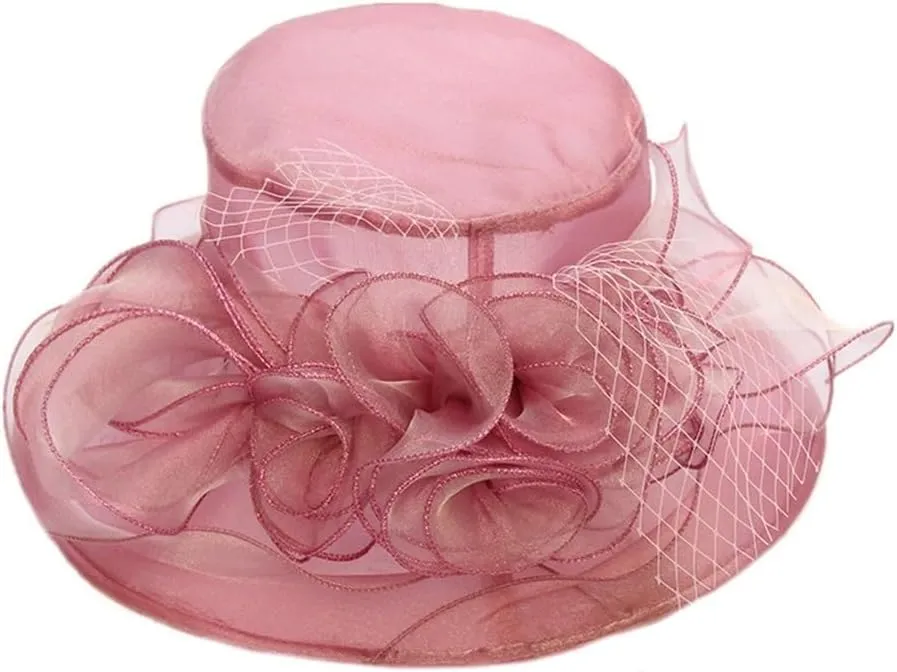 Ladies Elegant Organza Hat Women's Foldable Large Brim Beach Sandal Hat Mesh Bowler Hat Hats