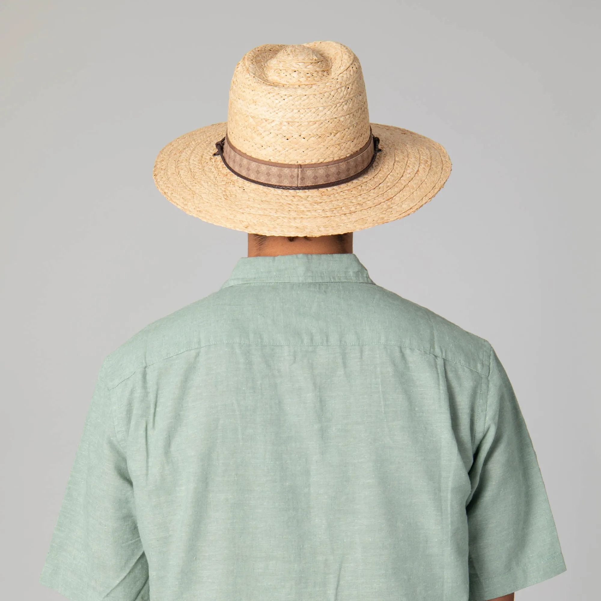 Mens Raffia Fedora Lifeguard with Chin Cord