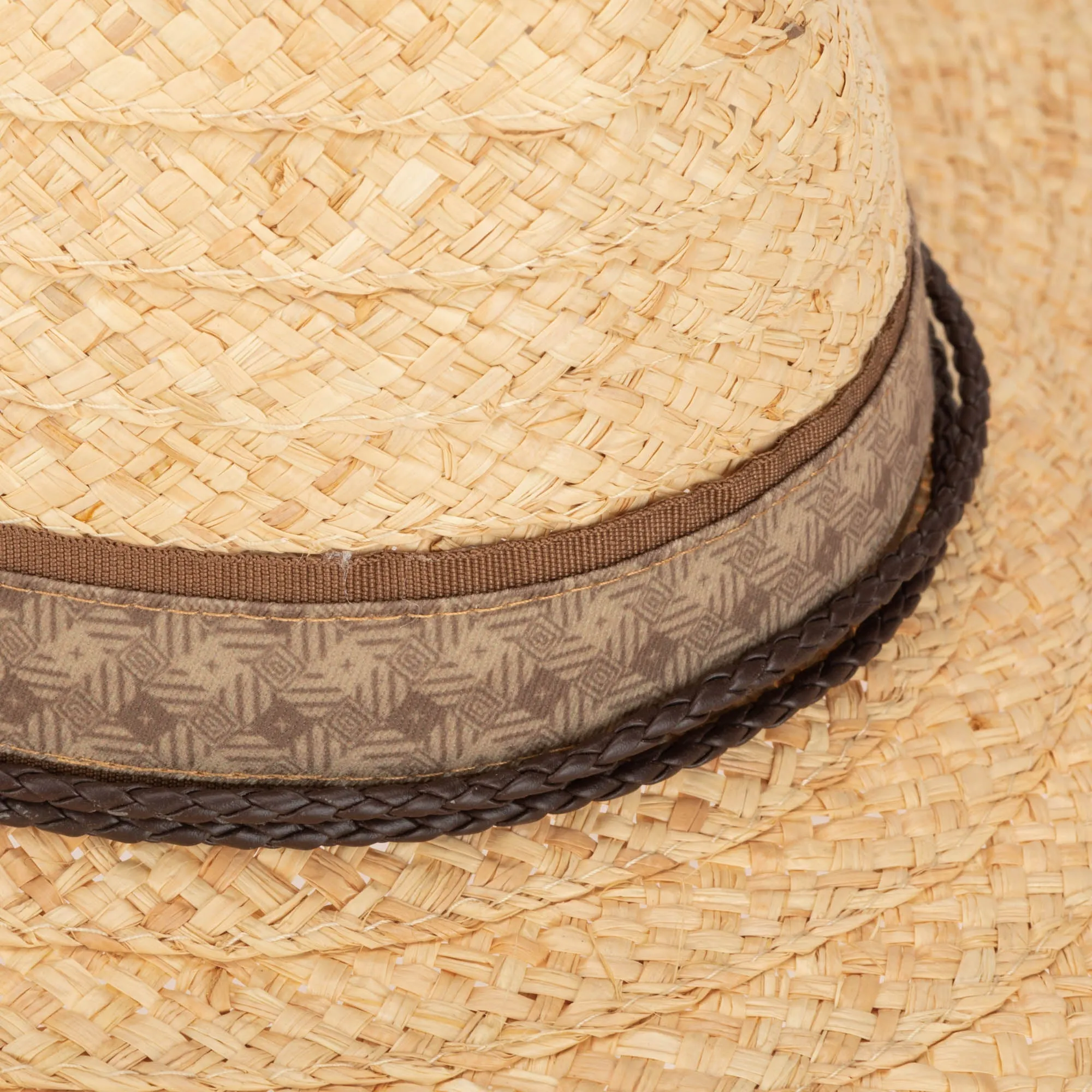 Mens Raffia Fedora Lifeguard with Chin Cord