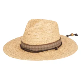Mens Raffia Fedora Lifeguard with Chin Cord