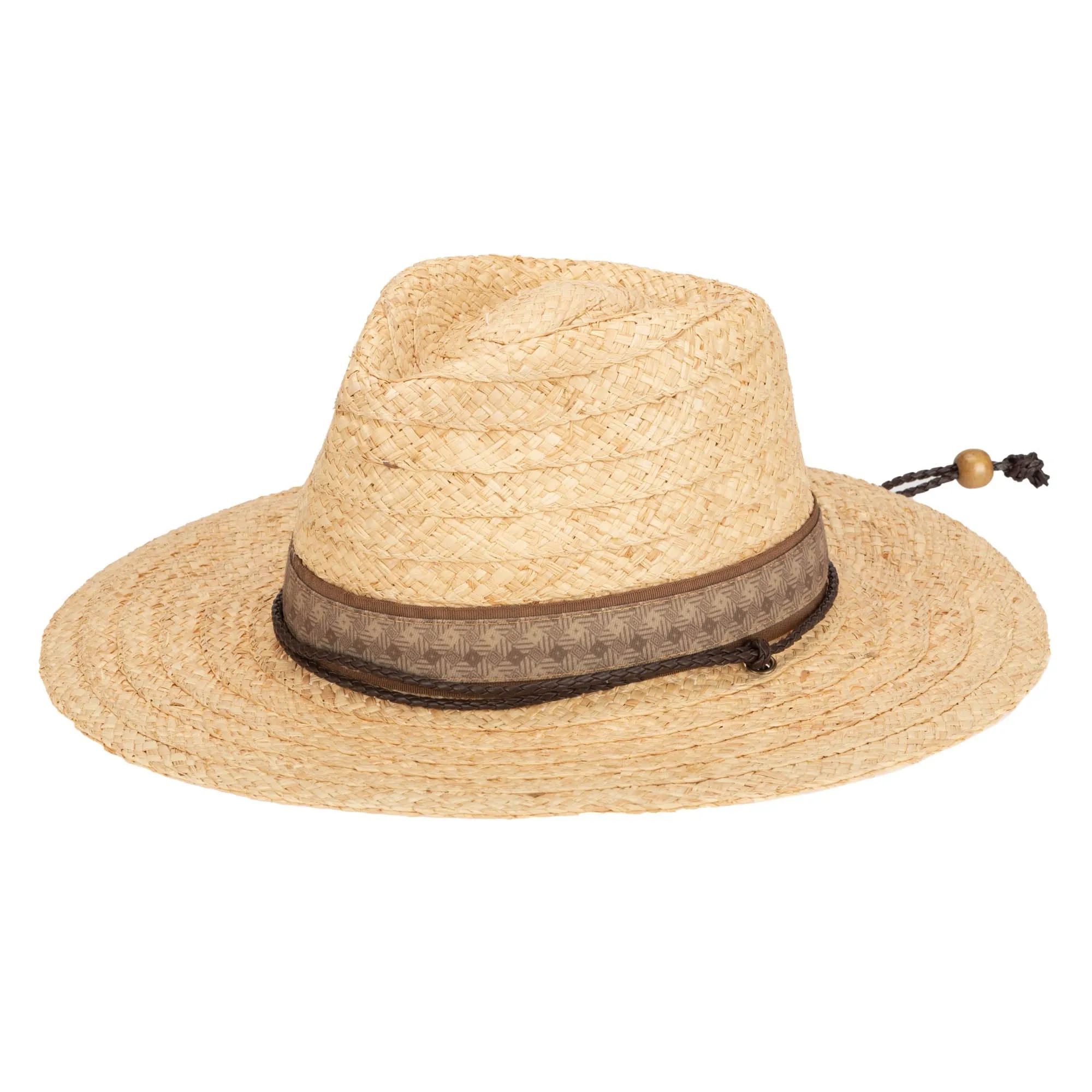 Mens Raffia Fedora Lifeguard with Chin Cord