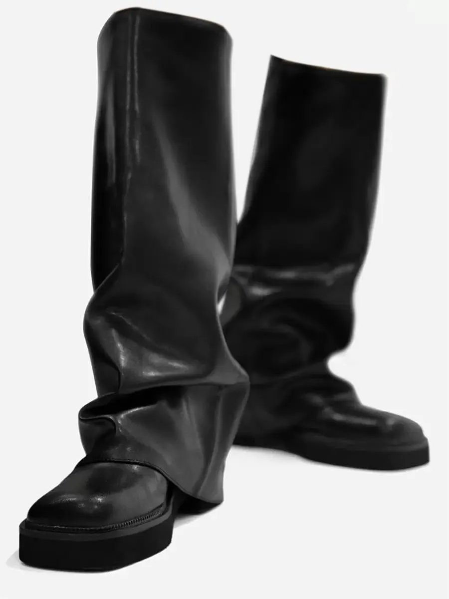 MissHeel Fold Over Mid Calf Flat Boots for Women Comfortable