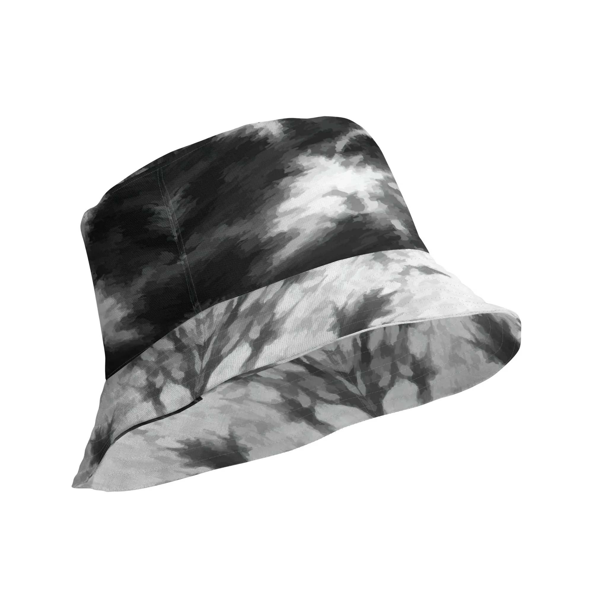Monochrome Swirl Black and White Tie Dye Bucket Hat, lioness-love