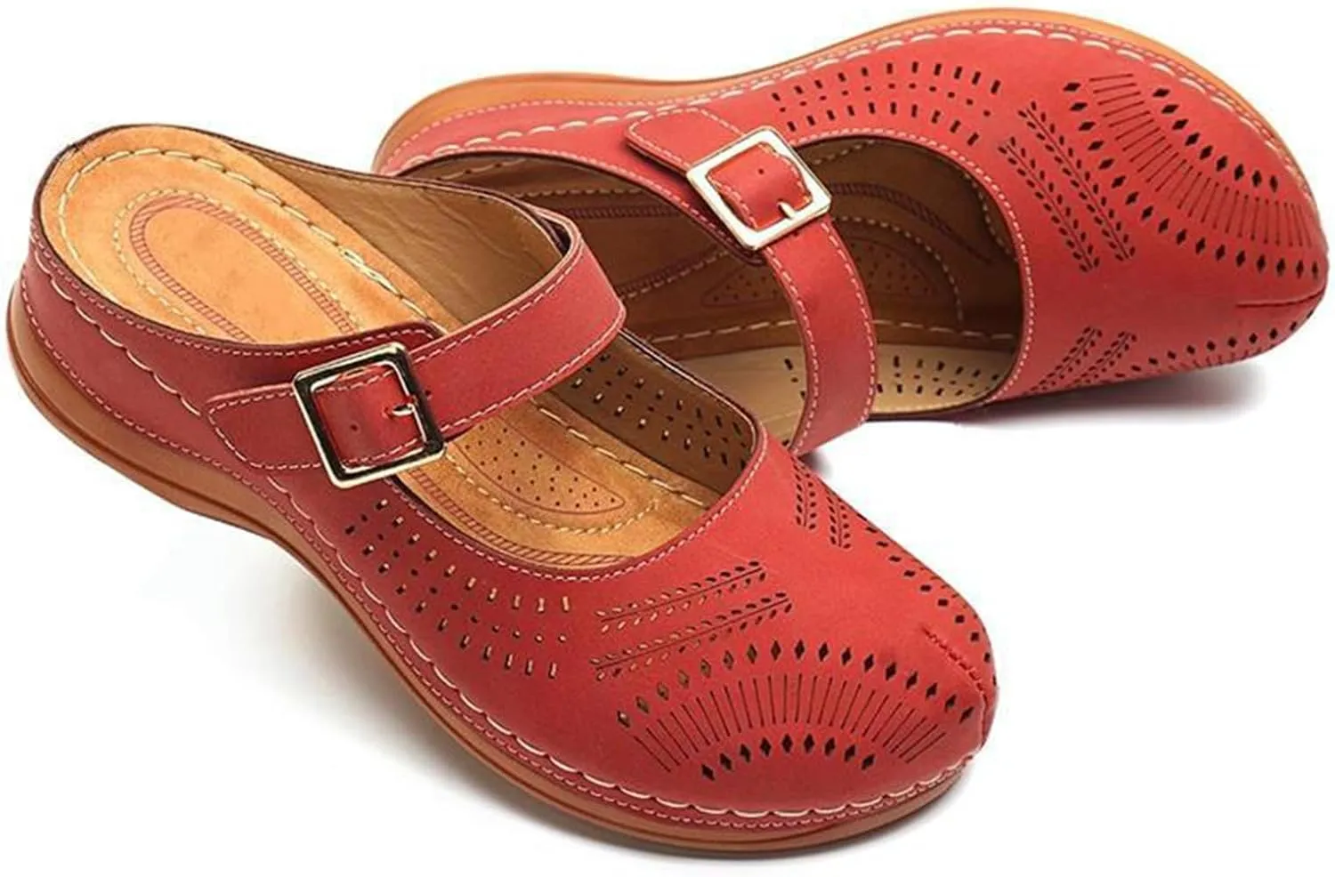 Orthopedic Slippers for Women Dressy Casual Comfort Summer Slippers Closed Toe Ankle Strap Metal Buckle Sandals Comfortable Orthotic Footwear Casual Walking Wedges