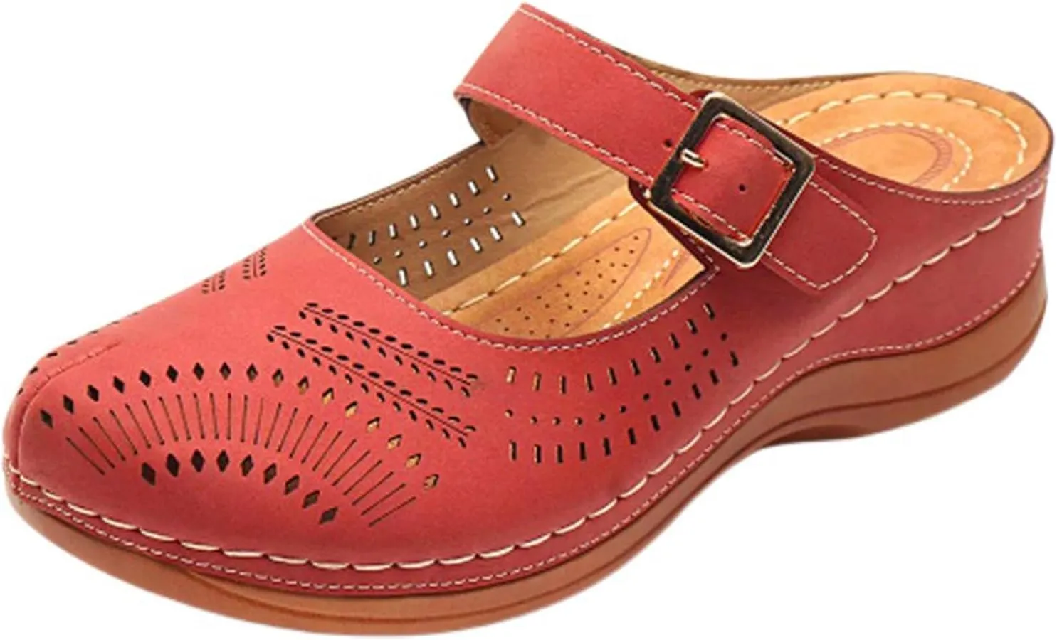 Orthopedic Slippers for Women Dressy Casual Comfort Summer Slippers Closed Toe Ankle Strap Metal Buckle Sandals Comfortable Orthotic Footwear Casual Walking Wedges