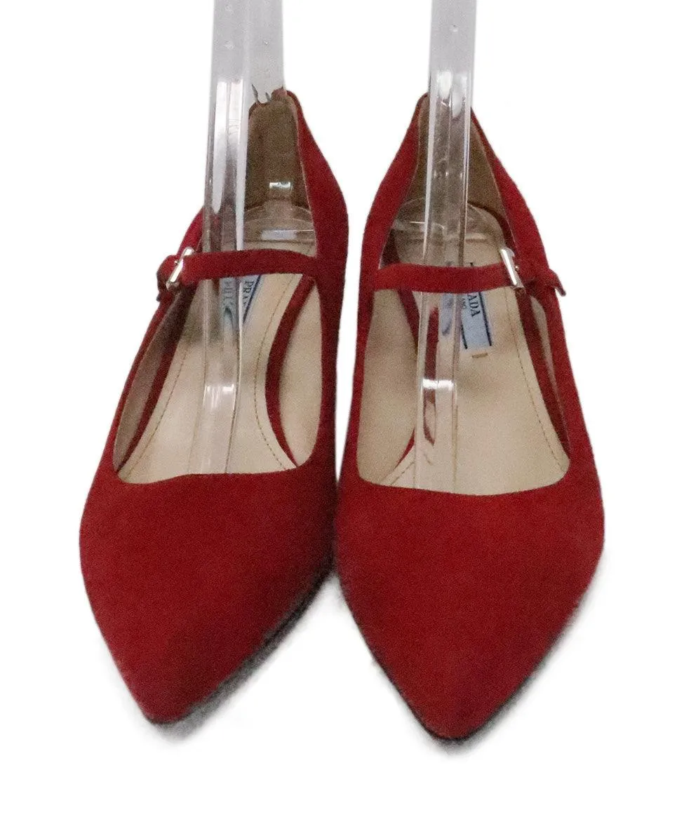 Prada Red Suede Heels sz 8.5