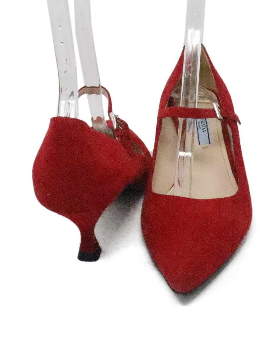Prada Red Suede Heels sz 8.5