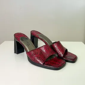 Red Snake Print Chunky Y2K Heels (8.5)