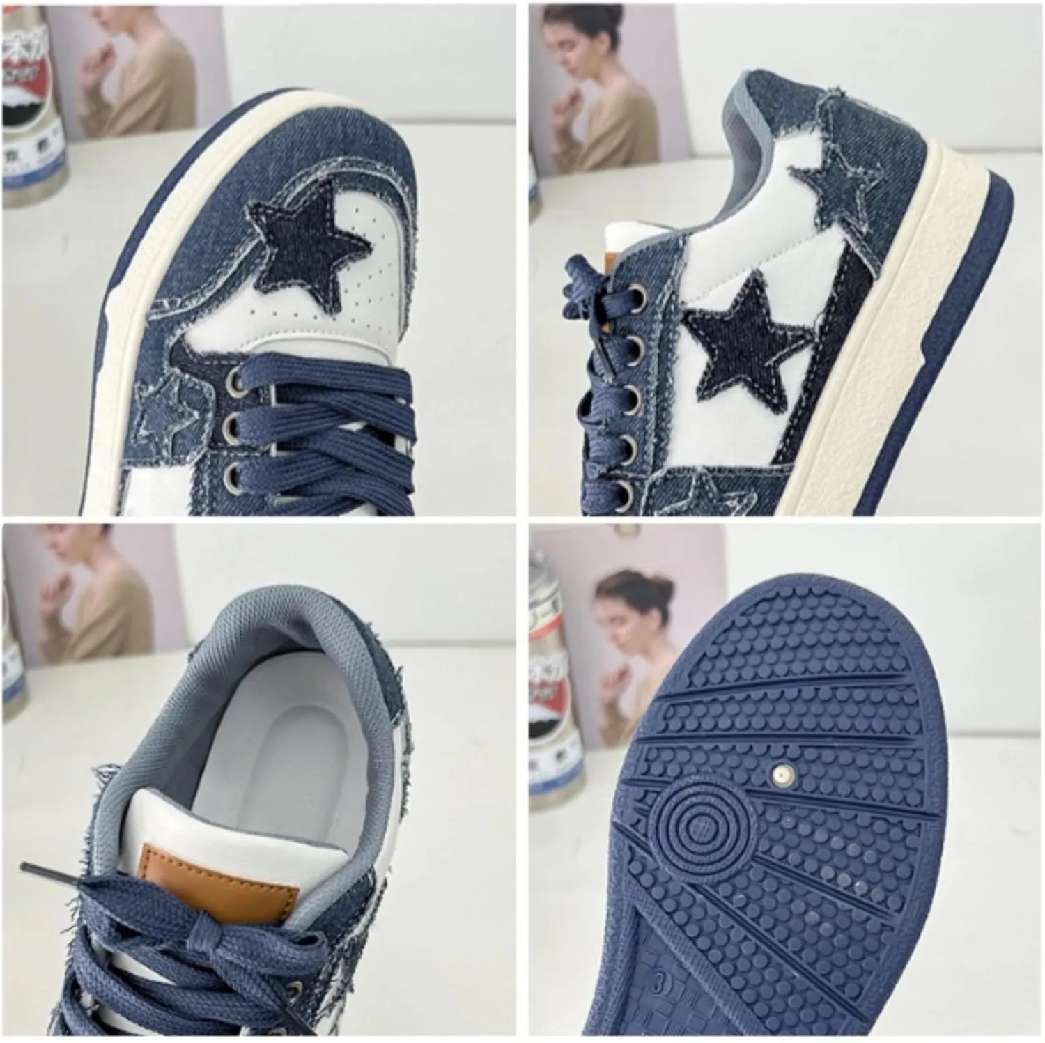 Retro Cool Star Chunky Sneakers for Women Trendy Casual Aesthetic Platform Skate Walking Shoes