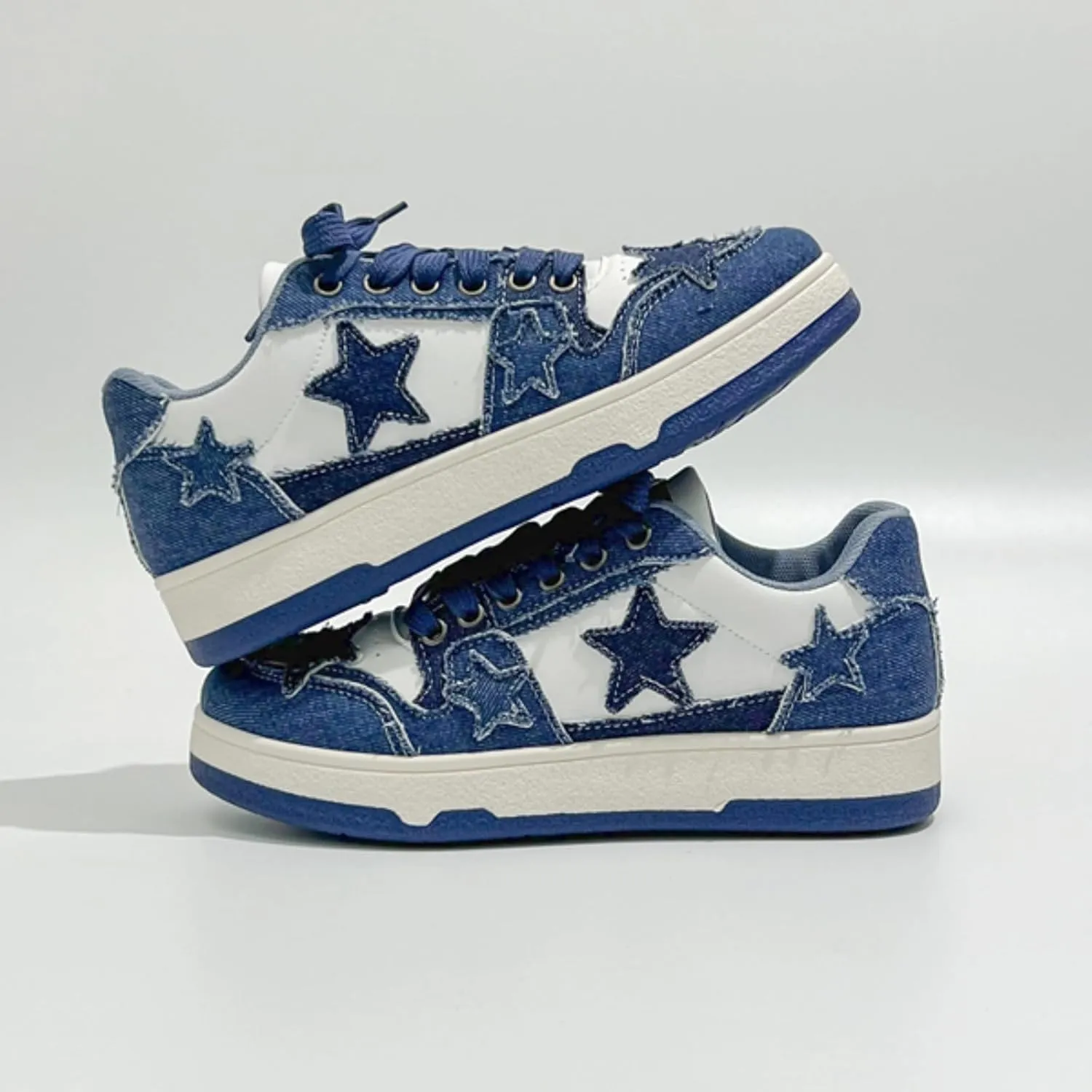 Retro Cool Star Chunky Sneakers for Women Trendy Casual Aesthetic Platform Skate Walking Shoes